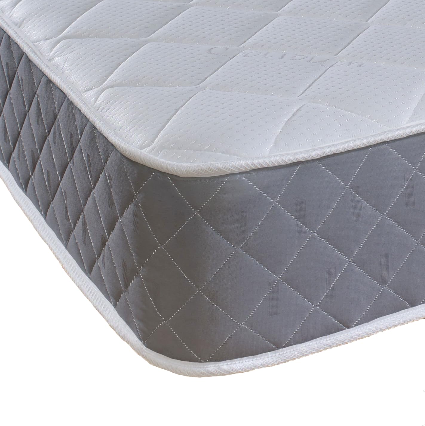 eXtreme comfort ltd Cooltouch Diamond Essential Grey Kingsize Mattress 150x200cm, 18cm Deep Foam Free Open Coil Spring Mattress, Quilted Cover, Plush Comfort Support, UK Made Mattress in a Box — image 1