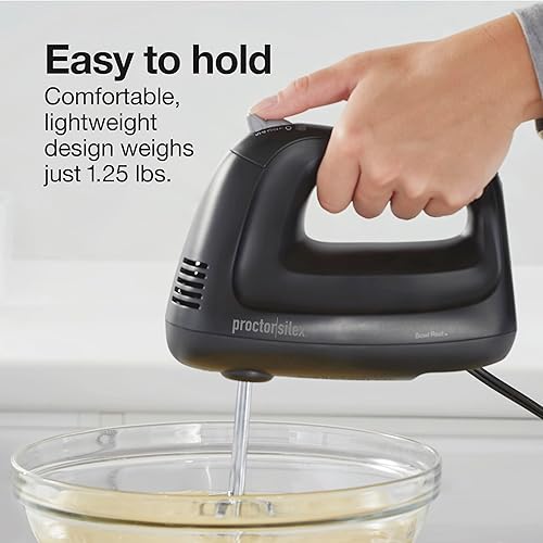 Miniatura 5 de Proctor Silex Easy Mix - Batidora de mano eléctrica de 5 velocidades con soporte para tazón, compacta y ligera, 215 vatios de potencia máxima,