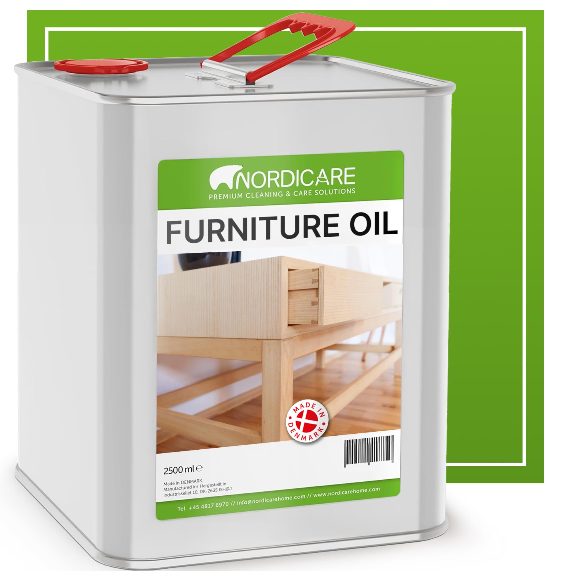 Nordicare Wood Oil Colorless - Premium Walnut Oil, Teak Oil, Wood Oil Furniture for Oak, Beech, Teak, Walnut, Pine, Larch - Natural Furniture Wood Oil - Made in Denmark - for Indoor Use (84.5 oz)