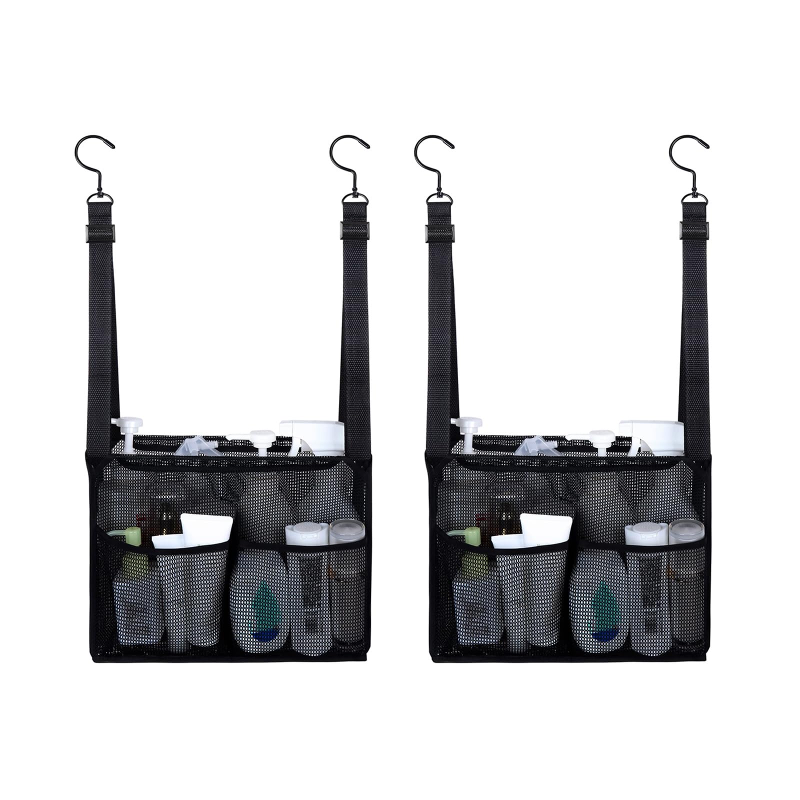 Msioytog Of 2 Wall Mount Bath Organizers Drillless Hanging Systems Meshes Fabric Mess Release Living Environment Drillless Meshes Organizers for Bathroom