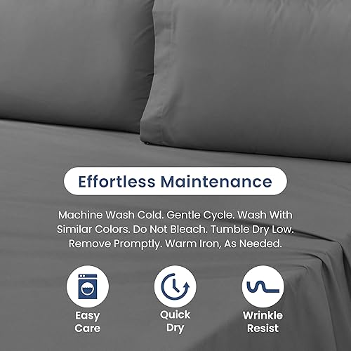 Miniatura 8 de Martex 1S18259 - Juego de sábanas de 4 piezas, mezcla de algodón cepillado de 225 hilos, acabado súper suave, fácil cuidado, lavable a máquina,