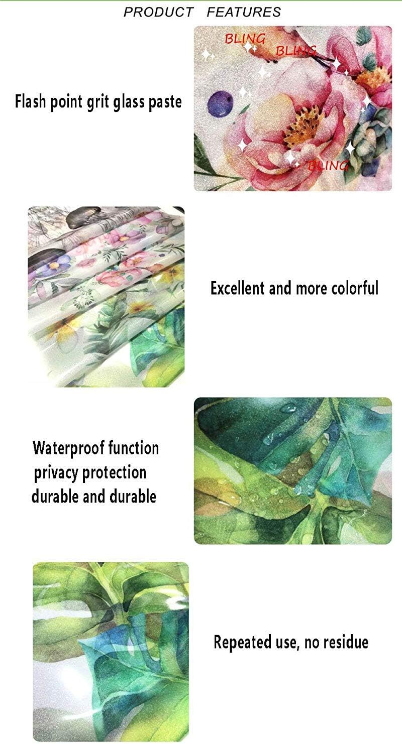 Decorative Window Film,No Glue Frosted Privacy Film,Stained Glass Door Film,Garden with Frangipani Bamboo Japanese Relaxation Resting Travel,for Home & Office,23.6In. by 78.7In