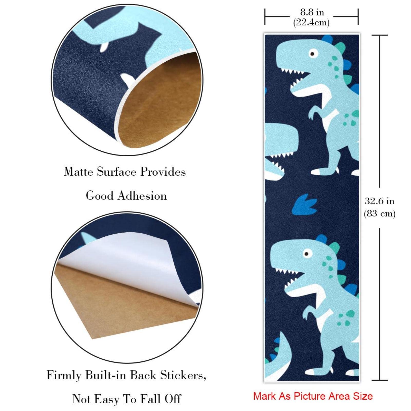 Lot de 2 feuilles de papier abrasif motif dinosaure bleu pour planche de skateboard et longboard