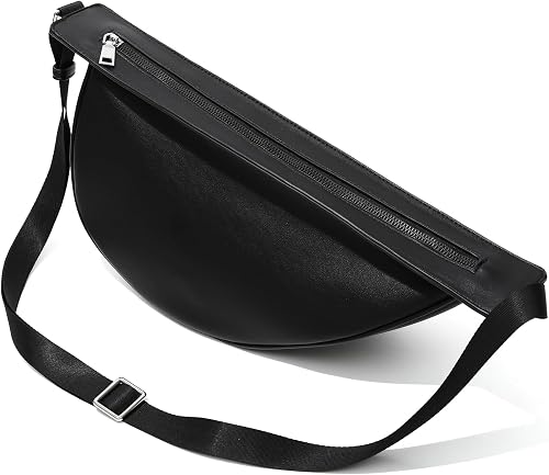 Black Half Moon Faux Leather Shoulder Crossbody Bag Zipper D
