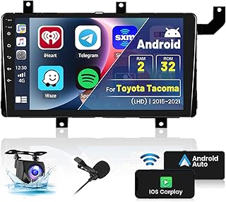 Android Car Stereo for 2015-2021 Toyota Tacoma (LHD), Built-in Wireless CarPlay Car Radio with Android Auto, 9'' Touch Screen in-Dash GPS Navigation Support Mirror Link BT HiFi WiFi AHD Rearview SWC