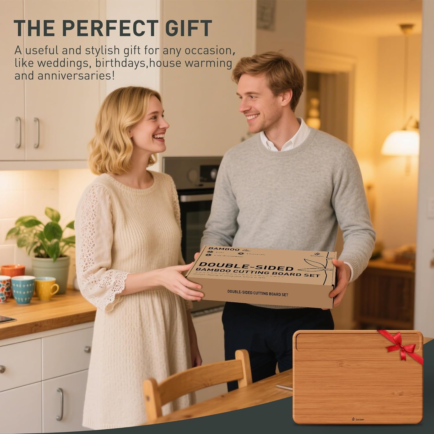 Extra Large Bamboo Cutting Board Over Sink Butcher Block Chopping Board Wooden Cutting Boards Solid Thick Juice Groove Big Xl XXl xlarge Kitchen Counter Organic Meat BBQ Kit(19.5" x 14" x 0.8") - Image 6