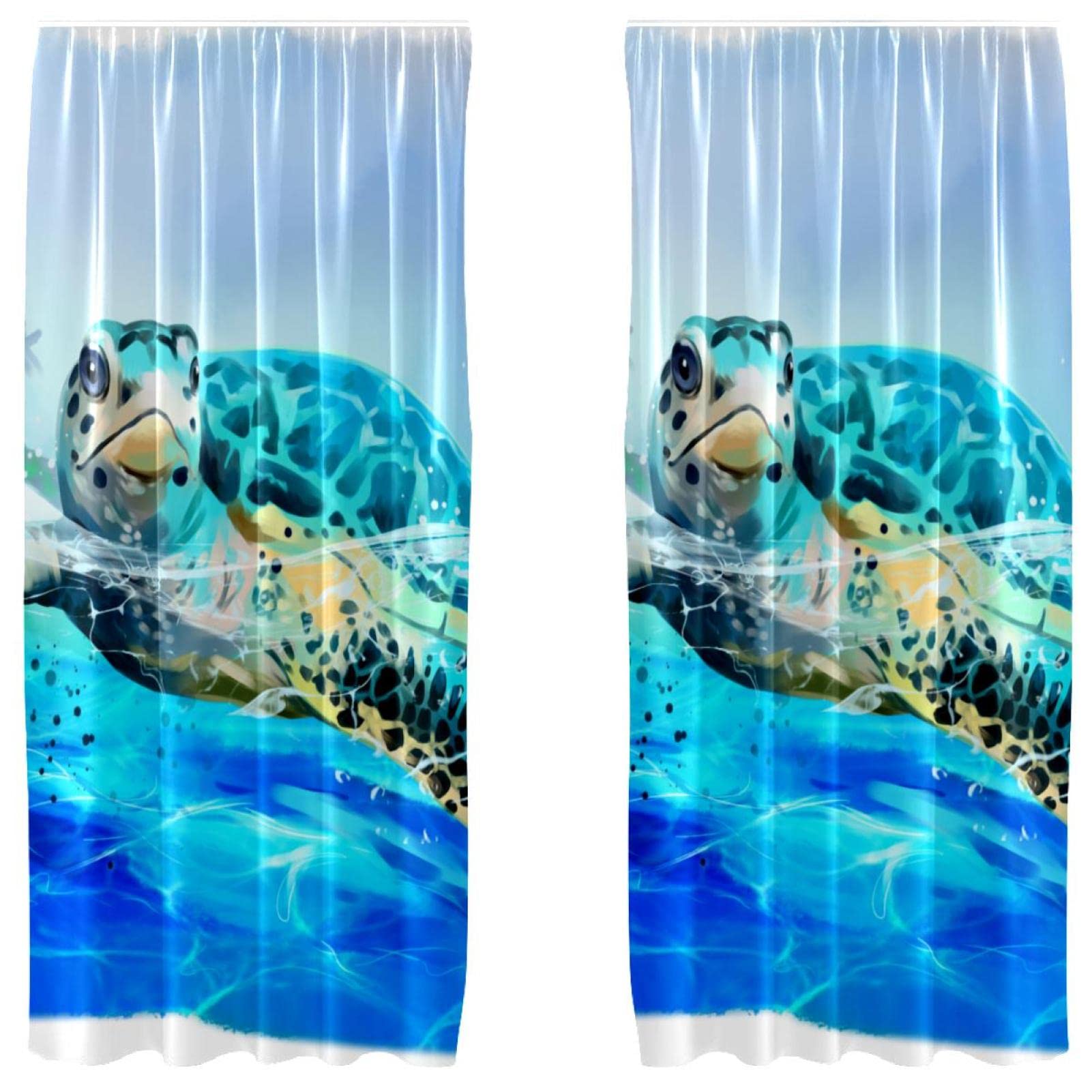 Rideau de qualité tortue de mer bleue 139,7 x 213,4 cm | Habillage de fenêtre