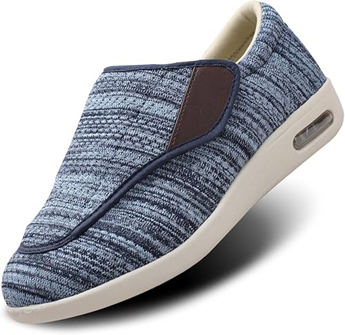 Calzado diabético para hombre alivio del dolor, fácil de deslizar en anchos anchos, zapatillas ortopédicas ajustables con plantillas extraíbles de