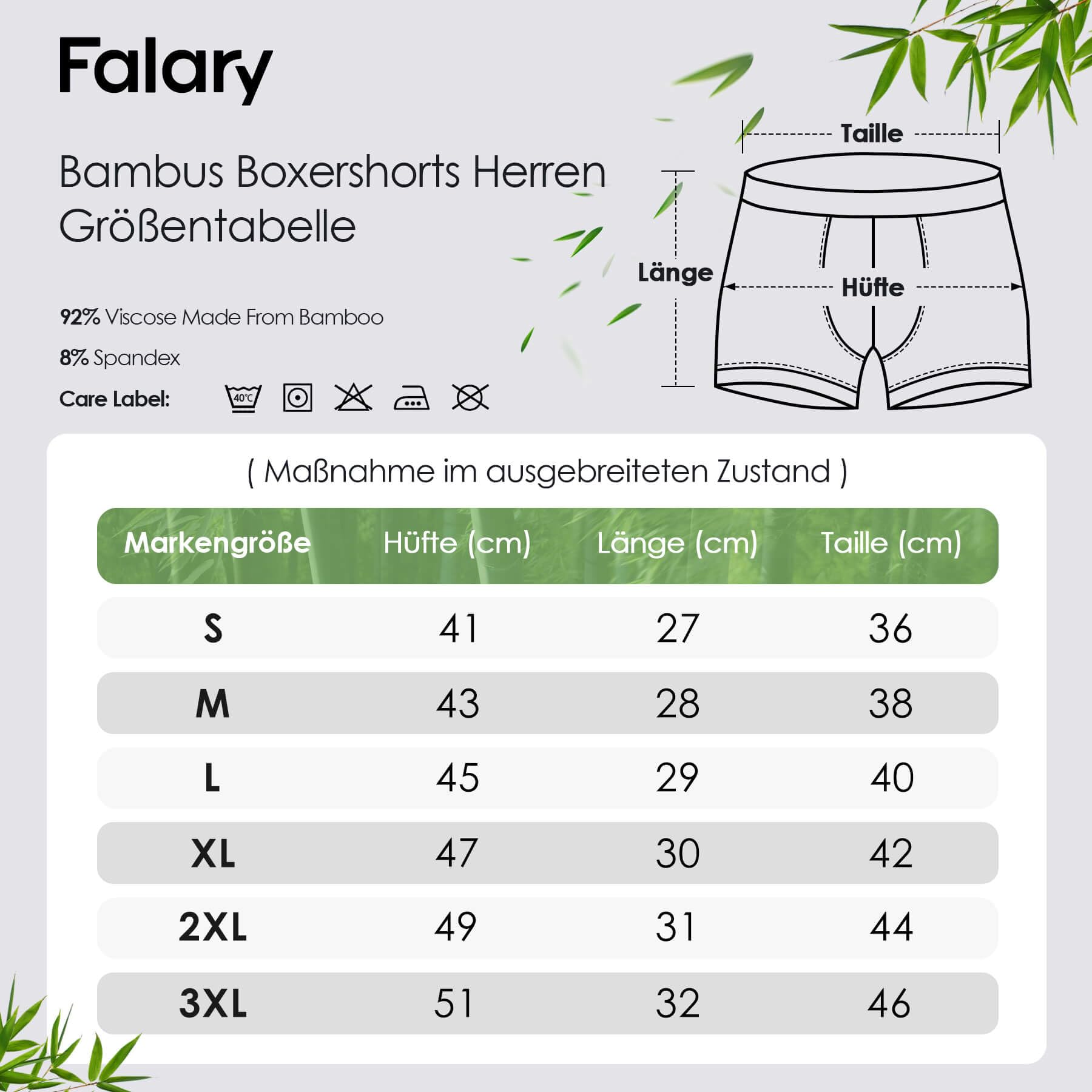 FALARY Boxer Uomo bambù 6/12 Paia Intimo Uomo Morbido e Traspirante | 92% viscosa di bambù, 8% elastan, morbido, traspirante, assorbe l'umidità, non si arrotola, senza etichetta