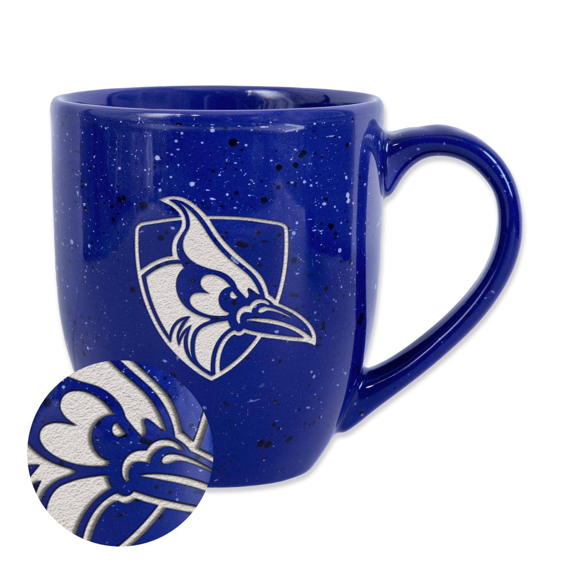Rico Industries NCAA Johns Hopkins Blue Jays Primary Logo Royal 16 oz Team Color Laser Engraved Speckled Ceramic Coffee Mug