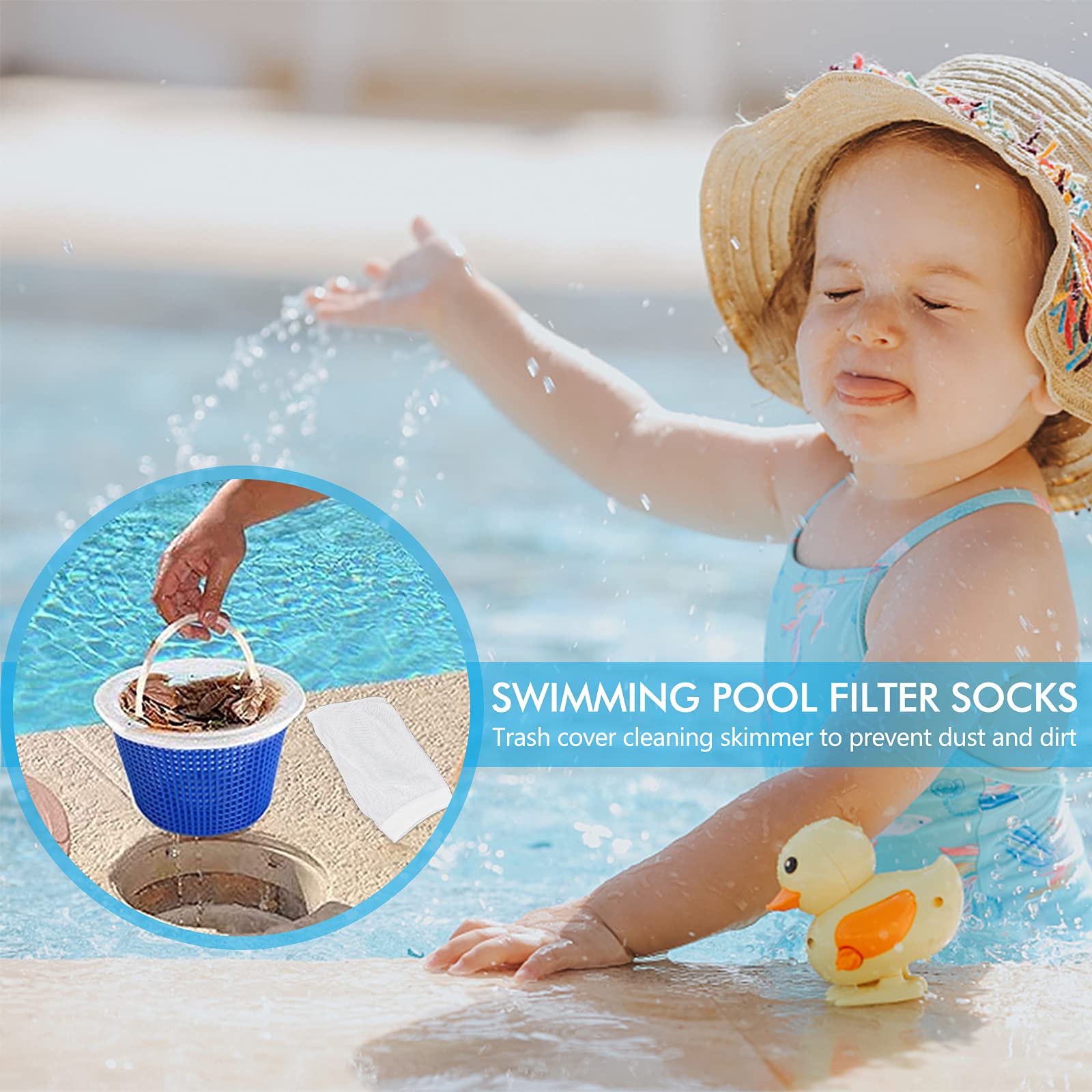 Lot De 20 Chaussettes Skimmer Piscine 12x21 Cm – Filet Nylon Ultra-Fin Pour Garder L'Eau Propre & Protéger Le Filtre