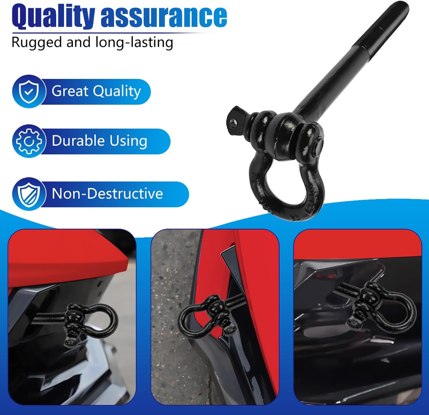 Tow Hook,Alloy Steel Front Rear Bumper Mid Engine Trailer Hitch Emergency Towing Hooks Pull Ring Assembly Replacement for Corvette C7 C8 GS Z06 ZR1 2014-2025 (Black)