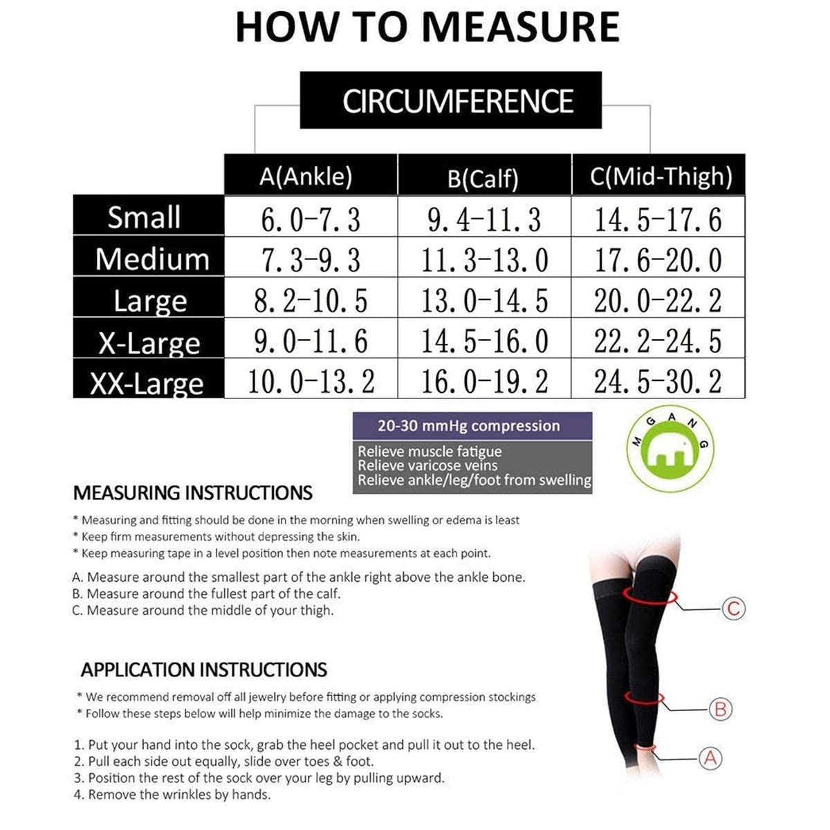 Compresión Muslo Medias altas 23-32-mmHg Ayuda de alivio Prevenga la vena varicosa (Color : Black, Size : L)