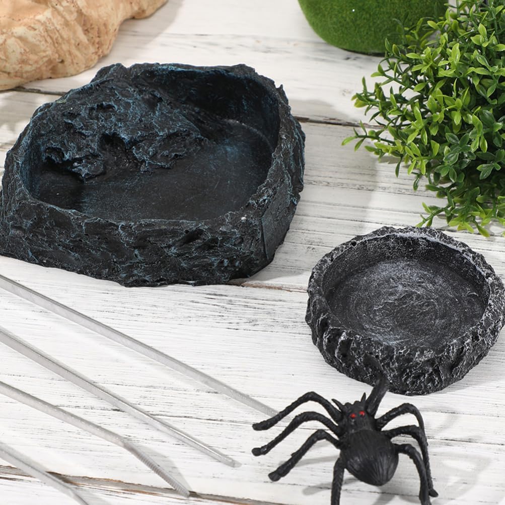 Alipis 1set Reptile Feeding Bowl of Bearded Dragon Food Dish Water Bowl with Tweezers for Lizard Snake Crab Other Reptiles Easy to Clean Design