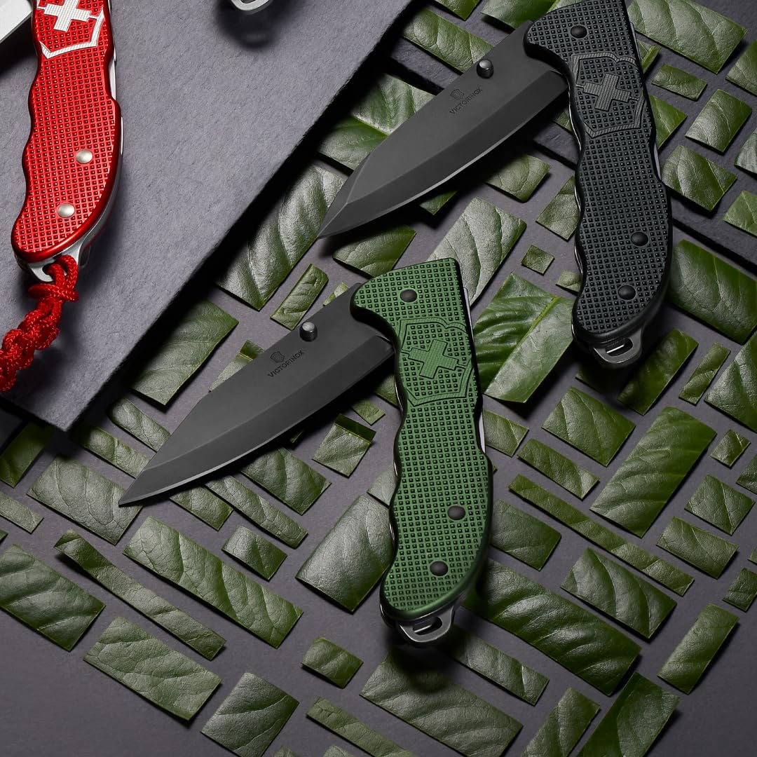 Victorinox Couteau Suisse Hunter Evoke BSH Alox, Couteau Pliant Outdoor, 4 Fonctions, y c. Lame 10 cm et Bouton, Olive