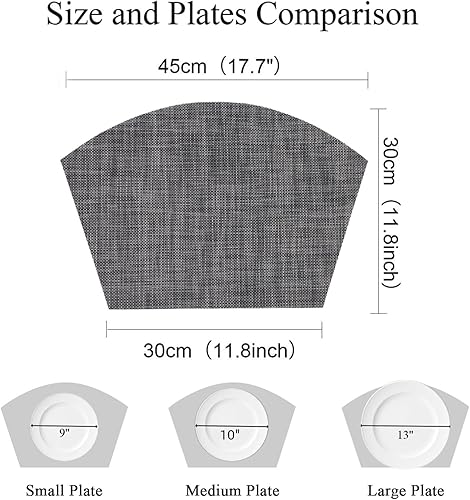 Miniatura 85 de SHACOS - Manteles individuales de PVC para mesas redondas, manteles individuales con curvatura, antideslizantes, resistentes al calor, de vinilo,