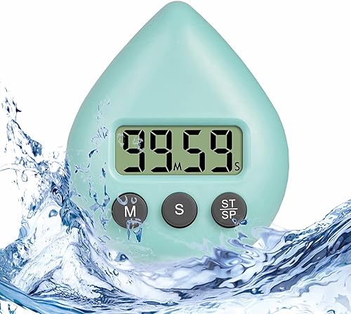 Temporizador de ducha silencioso sin tictac, temporizador digital impermeable, tamaño pequeño, lindo temporizador con bonito gancho (azul cielo)