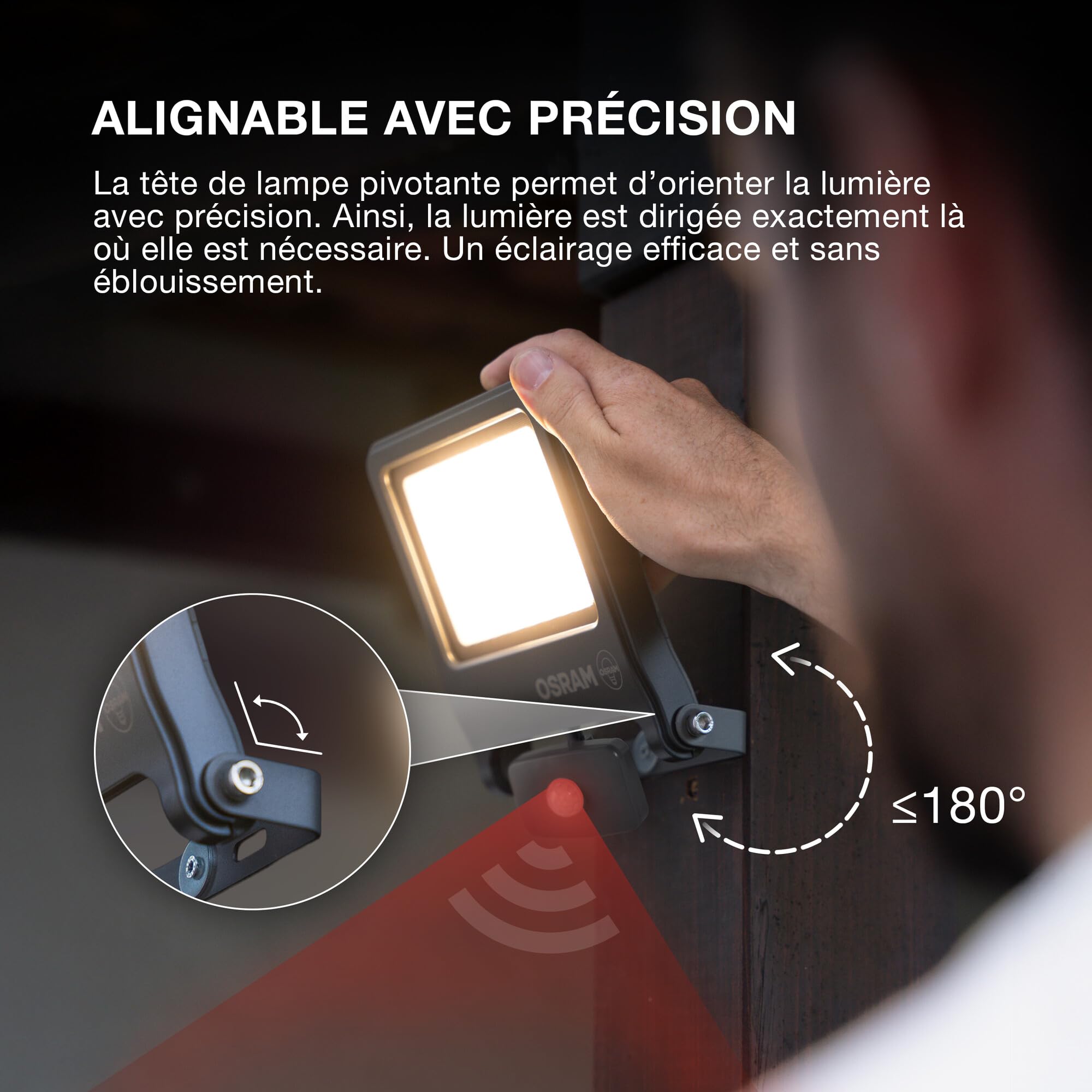Osram Projecteur Extérieur LED avec Capteur ENDURA Flood, 10W, 1000lm, | ENDURA® Flood Sensor Cool White PCR, Stand Luminaire and Ceiling Floodlight, Gris foncé, 30000 h, pack de 1
