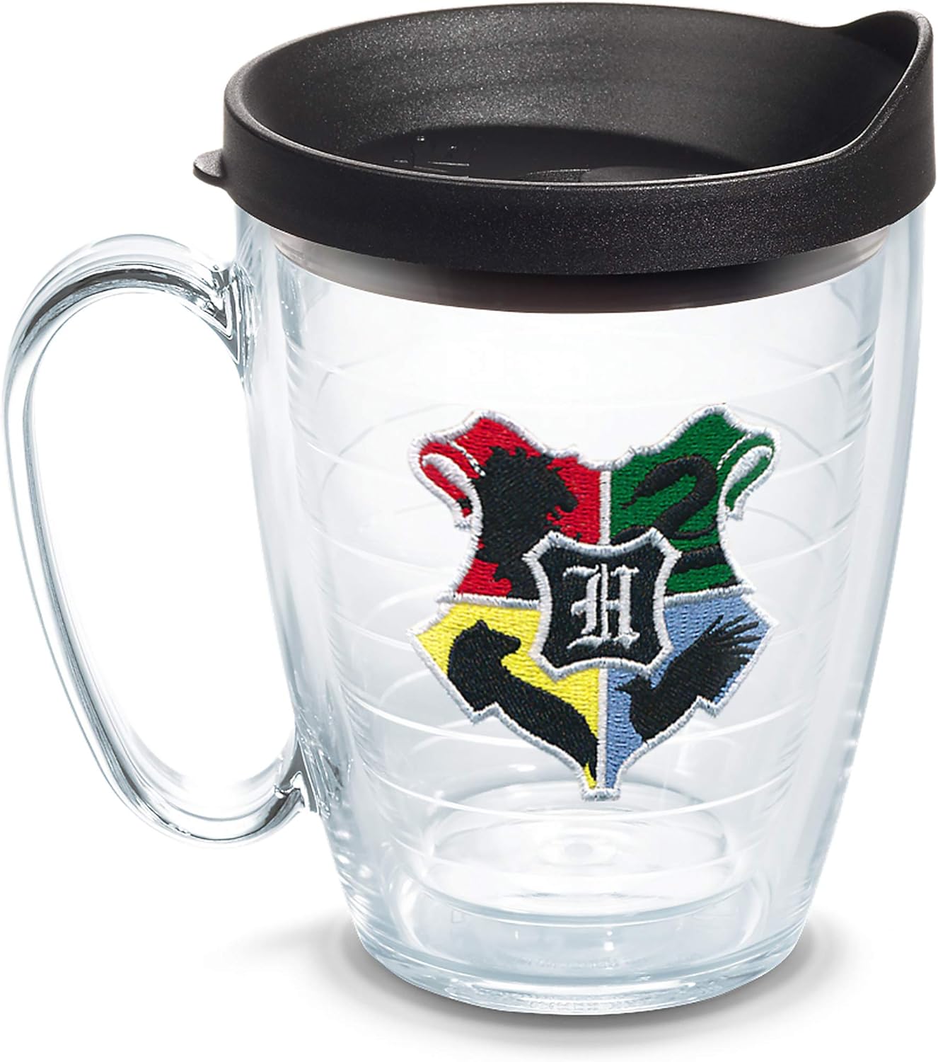 Tervis Harry Potter - Hogwarts House Crests Made in USA Double Walled Insulated Tumbler Travel Cup Keeps Drinks Cold & Hot, 16oz Mug with Handle, Classic