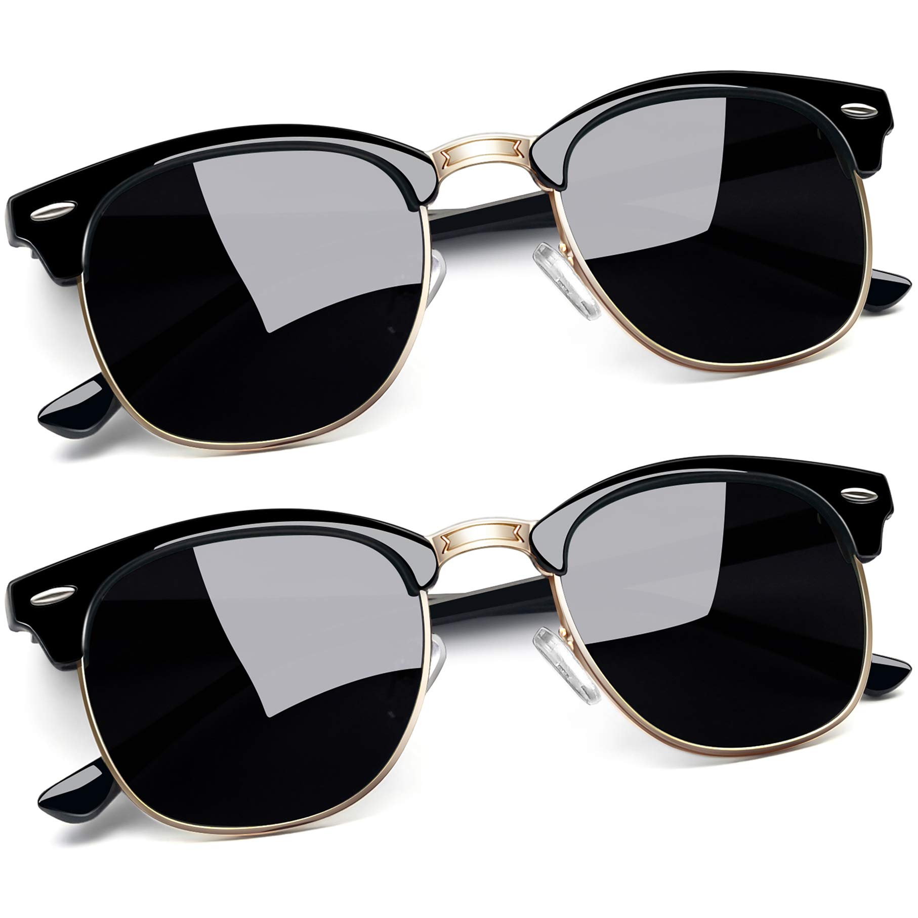 Joopin Vintage Sunglasses Half Frame Sun Glasses Polarized UV Protection Browline Shades for Women Men