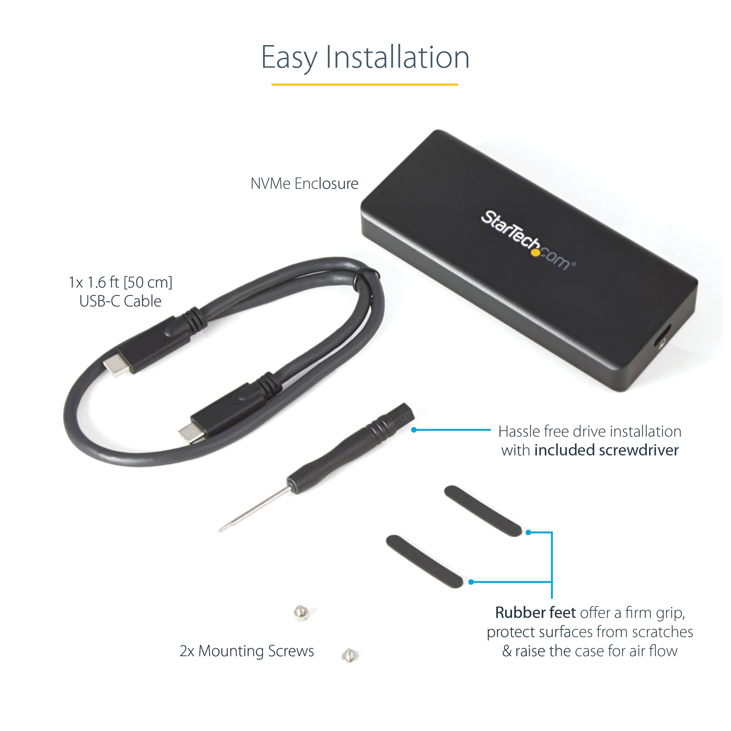 StarTech.com M2E1BRU31C Boîtier M.2 NVMe PCIe SSD - IP67 résistance à l'eau et à la poussière - USB 3.1 Gén 2-10 Gbps - Boitier externe - Karta M.2-10 Gb/s - USB 3,2 (Gen 2) - noir