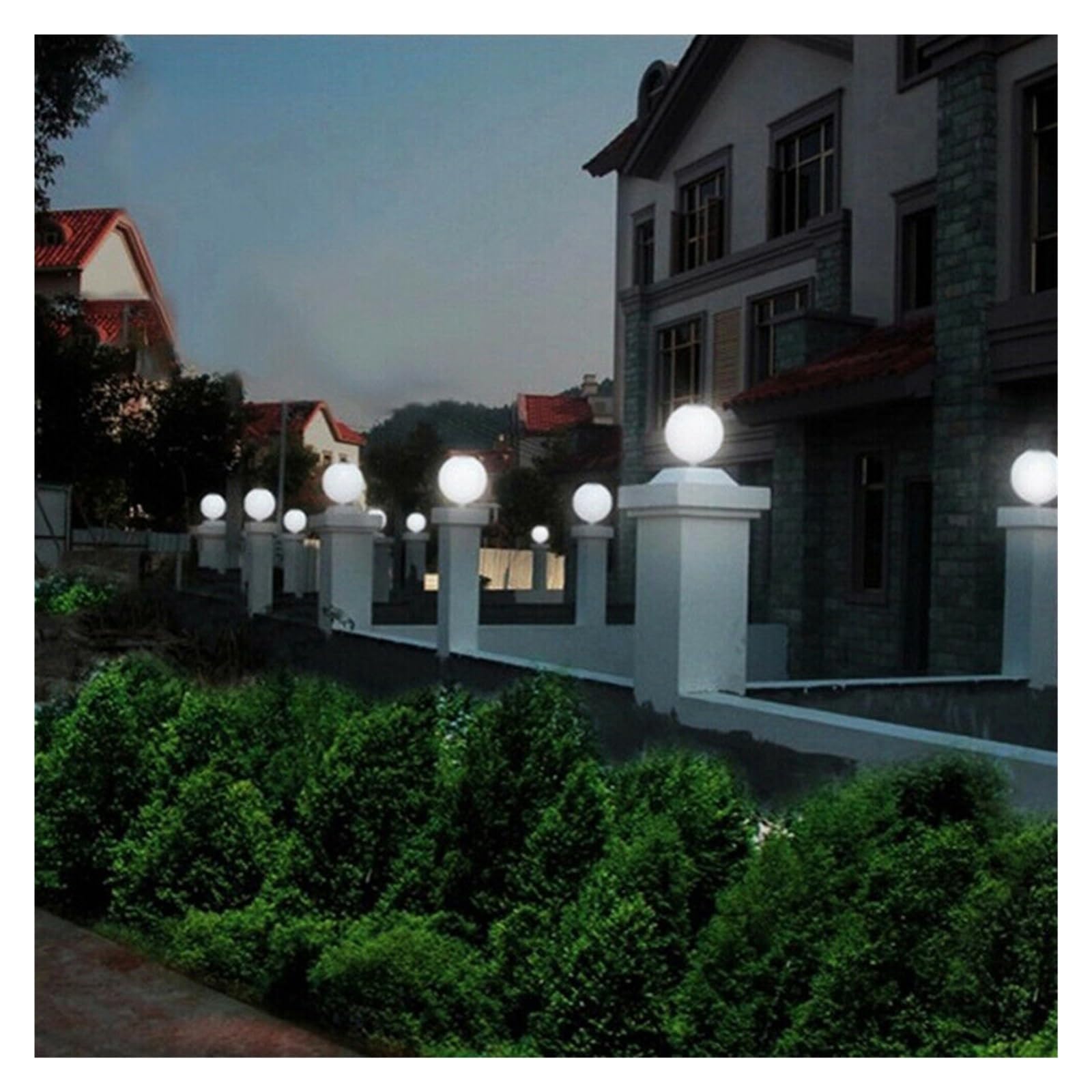 Luces de poste solares al aire libre Energía Solar LED Acrílico Bola Redonda Luz Hogar Jardín Camino Pared Pilar Lámpara Cabeza Luz For Jardín Villa Pilar Hotel Decoración