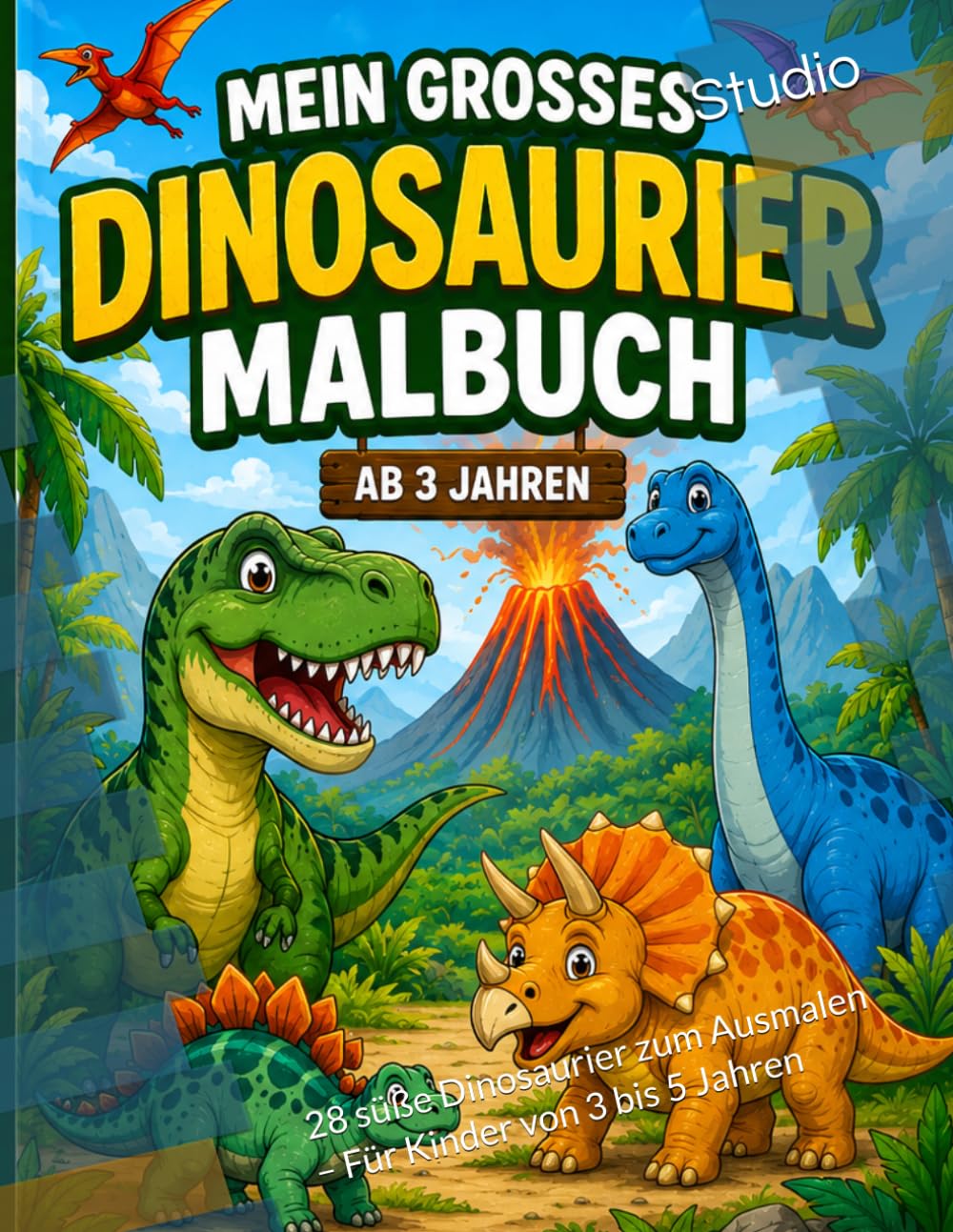 Dino Malbuch für Kinder: 28 süße Dinosaurier zum Ausmalen – Für Kinder von 3 bis 5 Jahren