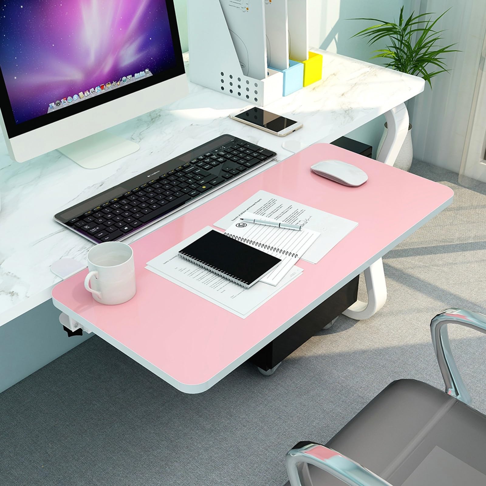 Drewniane przedłużenie biurka, 55/65/75 x 25 cm, składana taca na klawiaturę, do domu i biura, oszczędzająca miejsce, panel wsparcia, idealna do ergonomicznej konfiguracji stacji roboczej