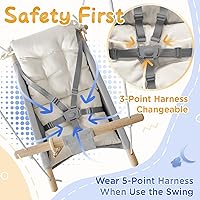 Vista 3 de Columpio de bebé para interiores y exteriores, columpio de hamaca de lona para bebé a niño pequeño con un asiento cómodo, juguete de madera tipo