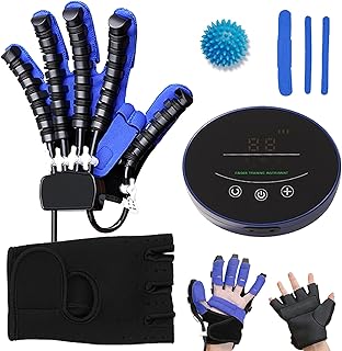 XNKLPY Guantes Robot de Rehabilitación de Mano Autoentrenamiento Guantes Artritis y Otros Trastornos de Función de Mano Equipo Entrenamiento Férulas de Mano(Size:XXL Izquierdo,Color:Azul)