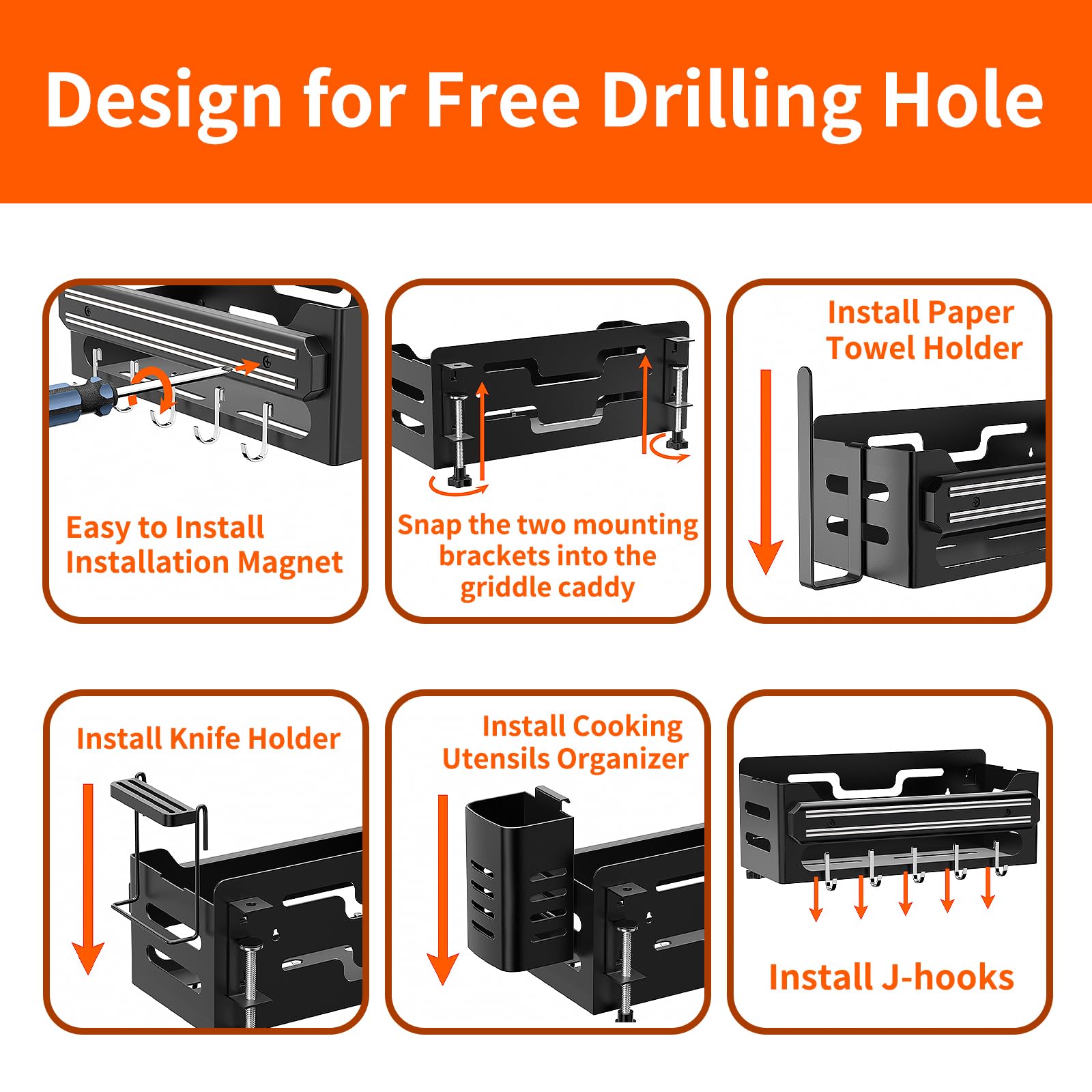 Griddle Caddy for Blackstone 28"/36" Griddles/Prep Cart with a Magnetic Tool Holder,Space Saving Grill Accessories Storage Caddy,6 in 1 BBQ Accessories Storage Box with Paper Towel Holder,Knife Holder