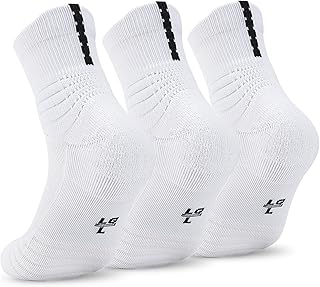 Basketball Socks for Men & Boys, Cushioned Athletic Sports Crew Socks for Youth Adult