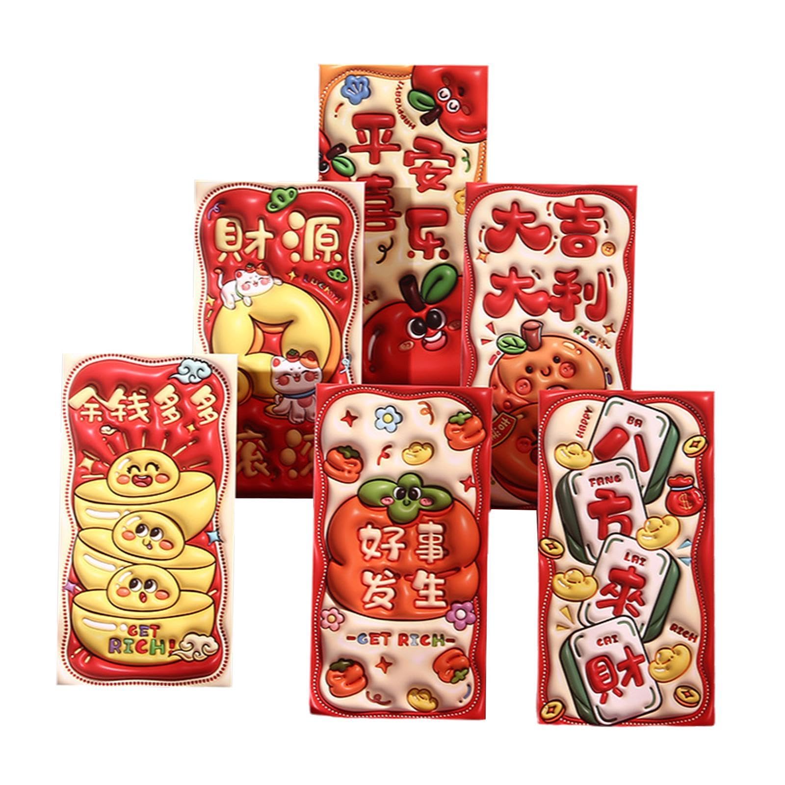 THE STYLE SUTRA 6Pcs Snake Chinese New Year Red Envelopes Embossed Patterns Novelty Hong Bao Style D-image-42