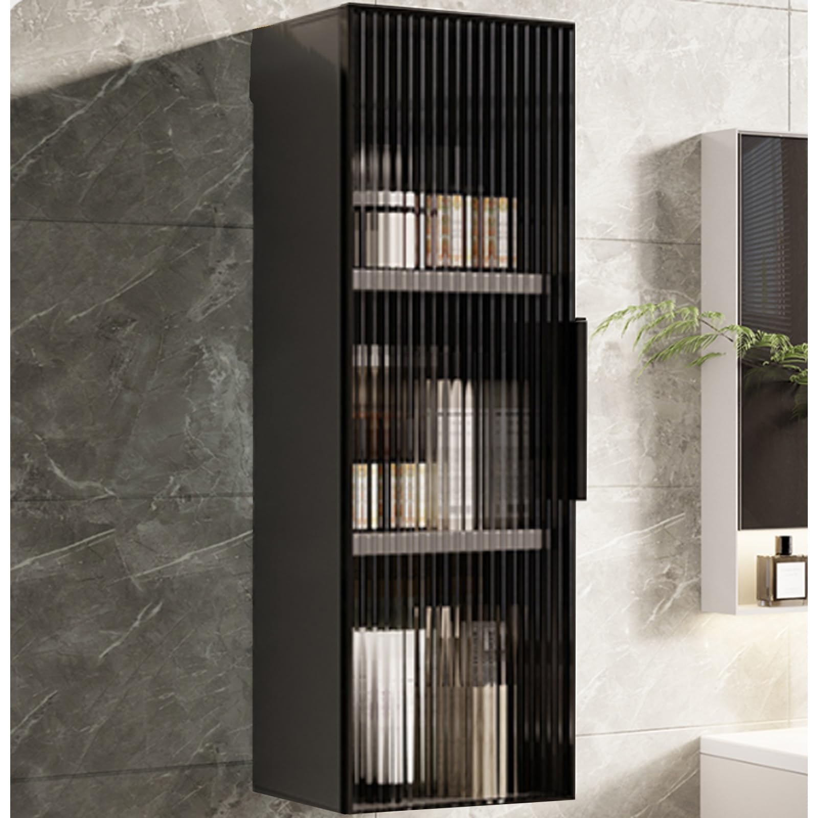 Aluminum Wall Mounted Sto Cabinet Versatile Over The Toilet For Bathroom Kitchen & Dining Room Mcine & Makeup Sto Solut,Black+Black-70*15*25Cm/27.6*5.9*9.8In,Black+black-70*15*25cm/27.6*5.9*9.8in