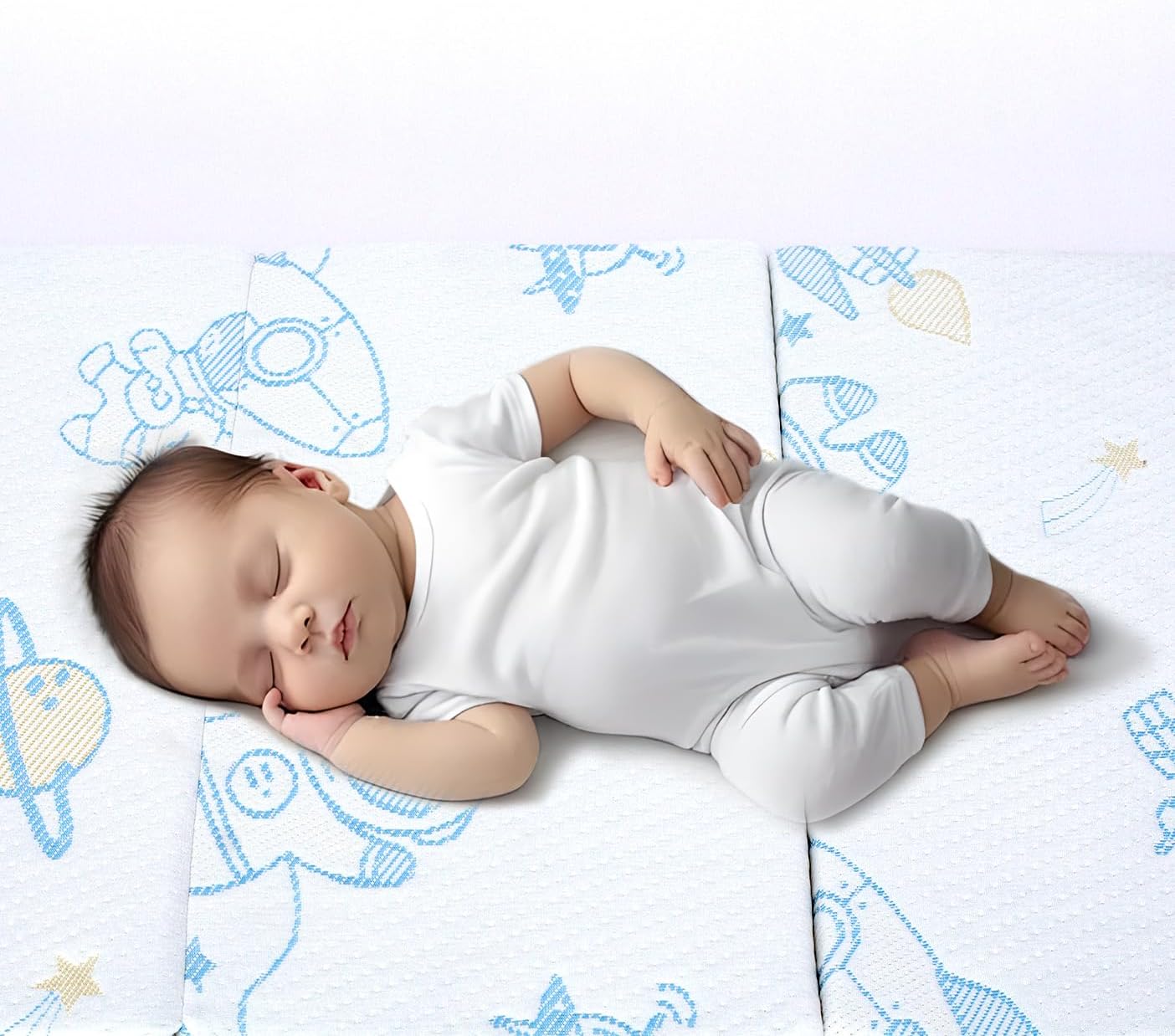 Pack and Play Mattress Pad，Trifold Portable Crib Pack N Play Mattresses,38 * 26" Inch Jacquard Playpen Mattress for Travel Soft Breathable Play Yard Mattress with Washable Cover - Image 7