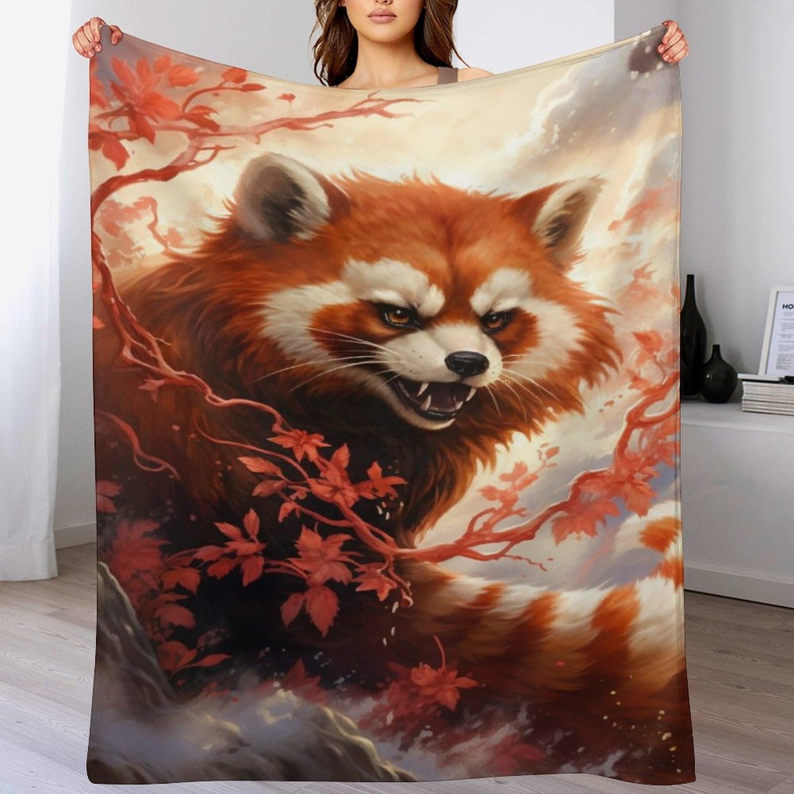 Couverture polaire raton laveur en flanelle premium, jeté de lit chaud et léger 130x180