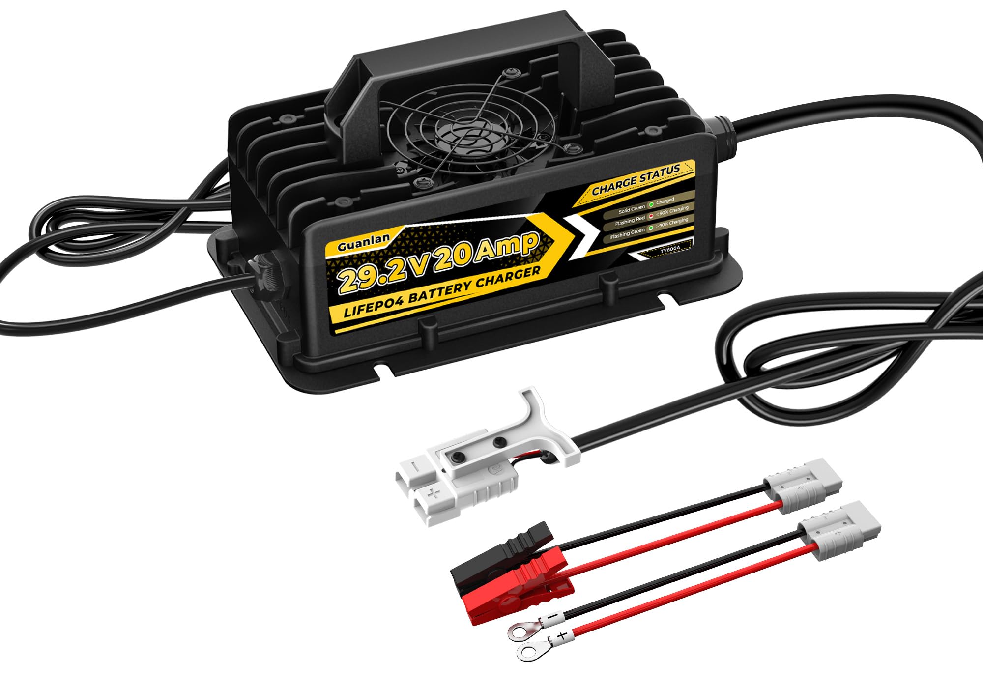 Caricabatterie Litio 29,2V 20A per Batterie LiFePO4 da 24V/25,6V, Impermeabile IP67 per Camper, Barca, Solare