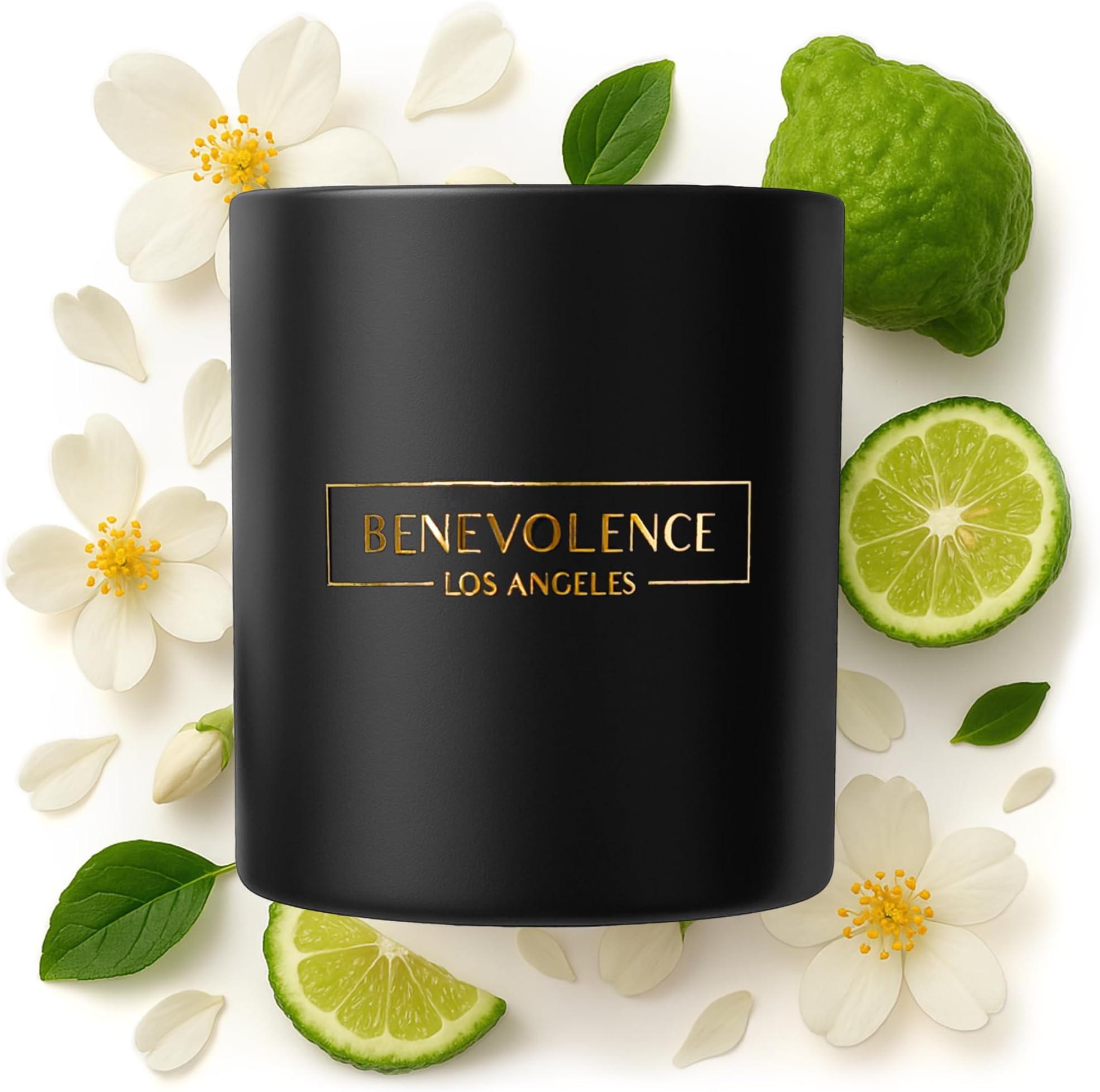 Benevolence LA Bergamot & Jasmine Scented Candle | Soy Candles, Black Candle ...