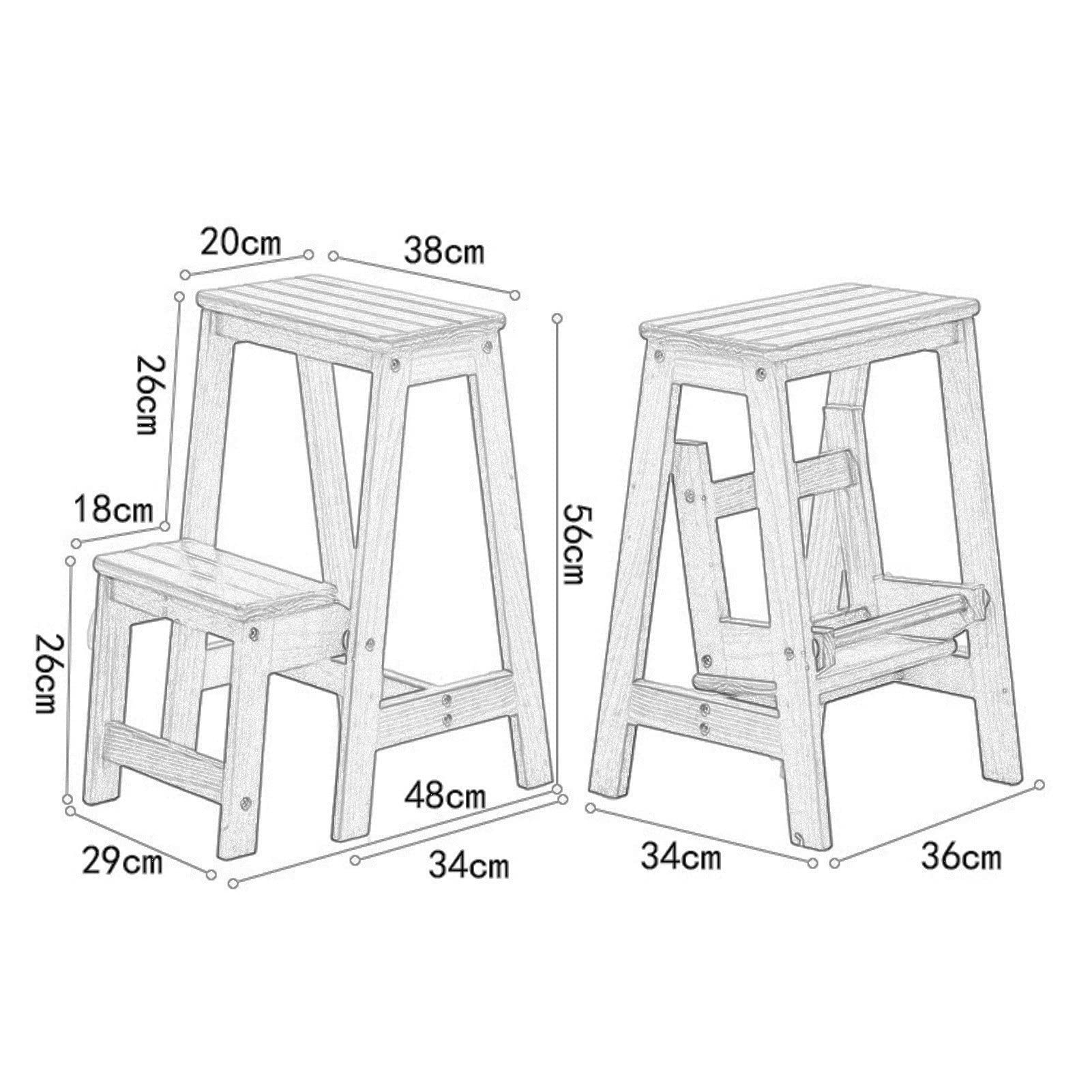 Taburete de 2 peldaños Escalera de Tijera Plegable, Taburete de Silla de mostrador de Madera Banco de Zapatos portátil/Estante de Flores Seguridad Antideslizante Estantería para el