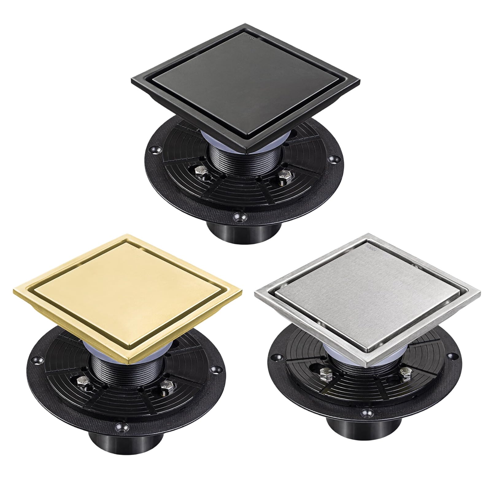 Duschablauf, 4-Zoll Quadrat Duschablauf, geruchsdicht, hohe Tragfähigkeit für verbesserte Filtration, quadratischer Boden