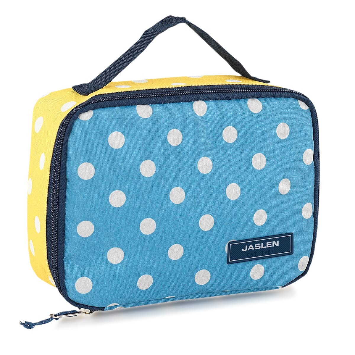 Jaslen - Bolsa Termica Porta Alimentos - Bolsa Comida Trabajo. Bolsa Nevera Porta Alimentos - Bolsa Comida. Bolsa Nevera. Bolsa Termica Comida. Fiambreras 112052, Azul Vaquero-Amarillo