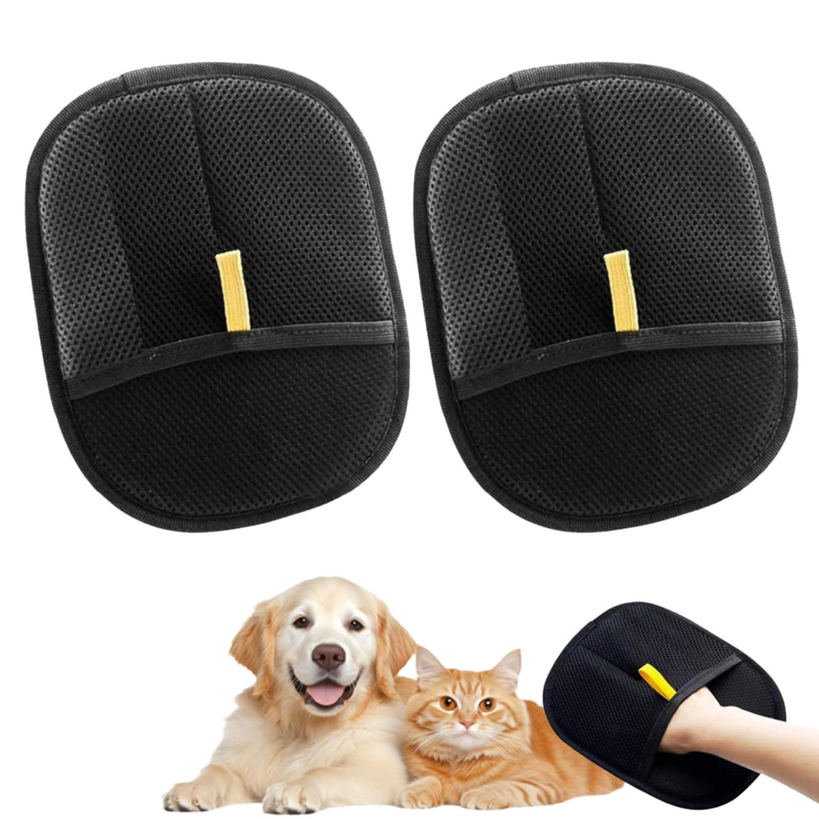 Livawnd 2 Pcs Pet Hair Removal Gloves, Reusable Double-Sided Grooming Gloves for Cats Dogs Rabbits, Gentle Deshedding Brush Gloves for Loose Fur, Dirt & Dander