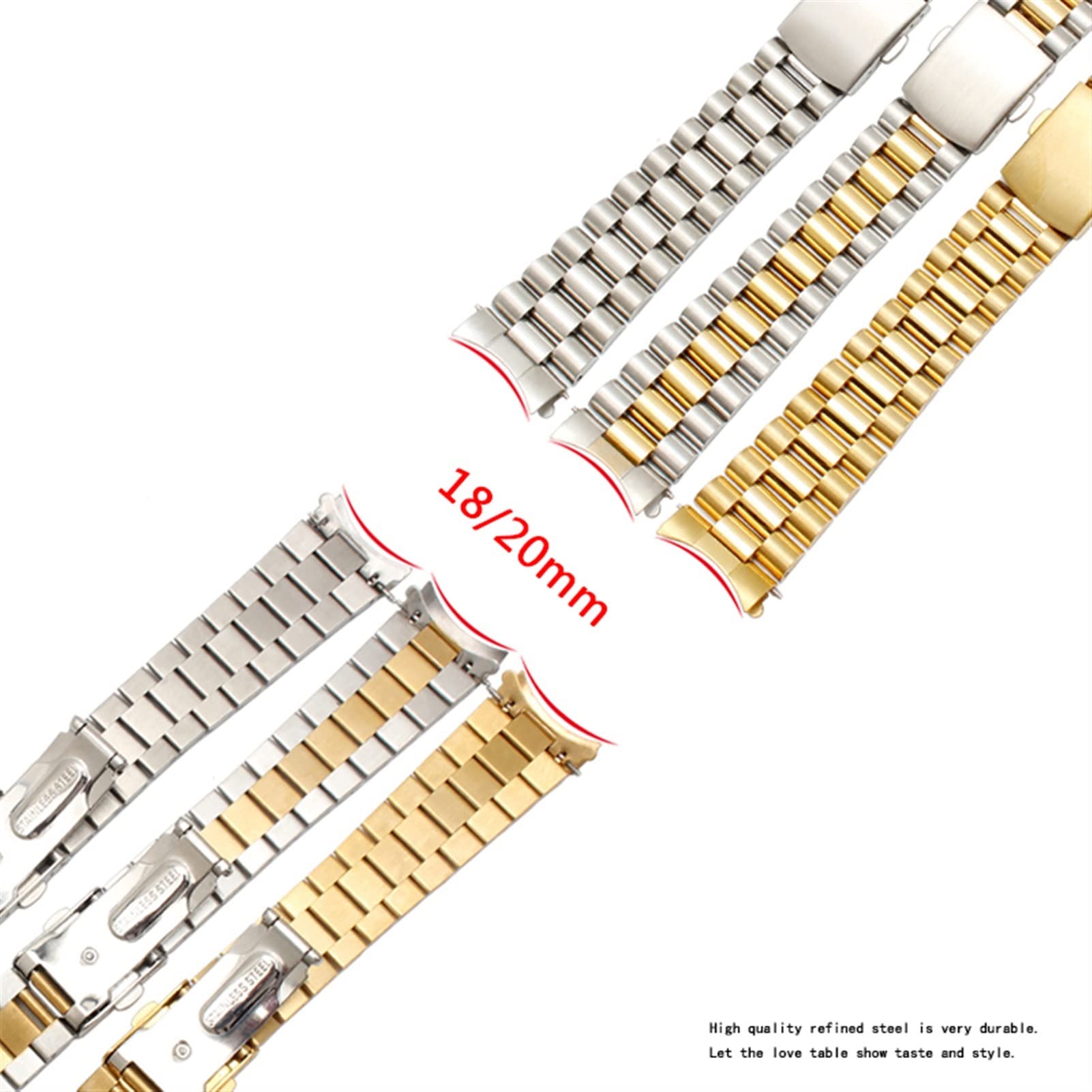 Citizen Enicar 20mm 22mm Edelstahl Uhrenarmband Stahlband mit Faltschließe