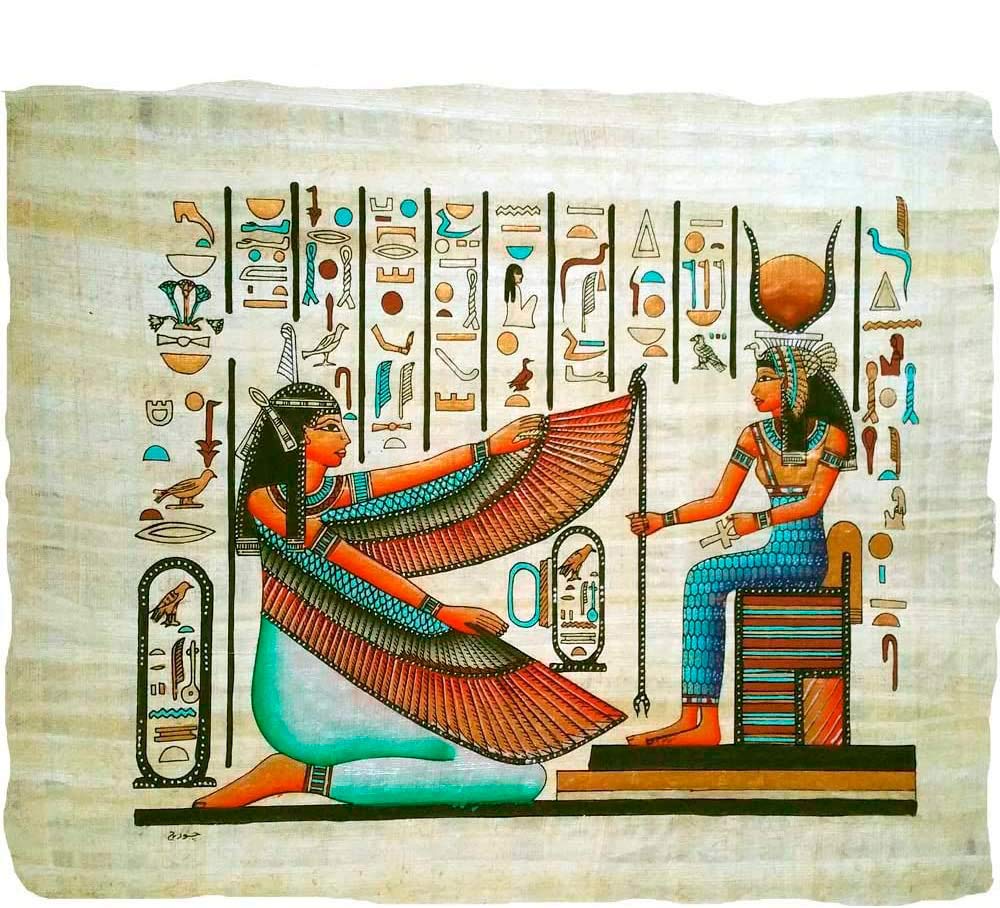 Papyrus Maât et Isis 33x43 cm idéal pour votre décoration murale