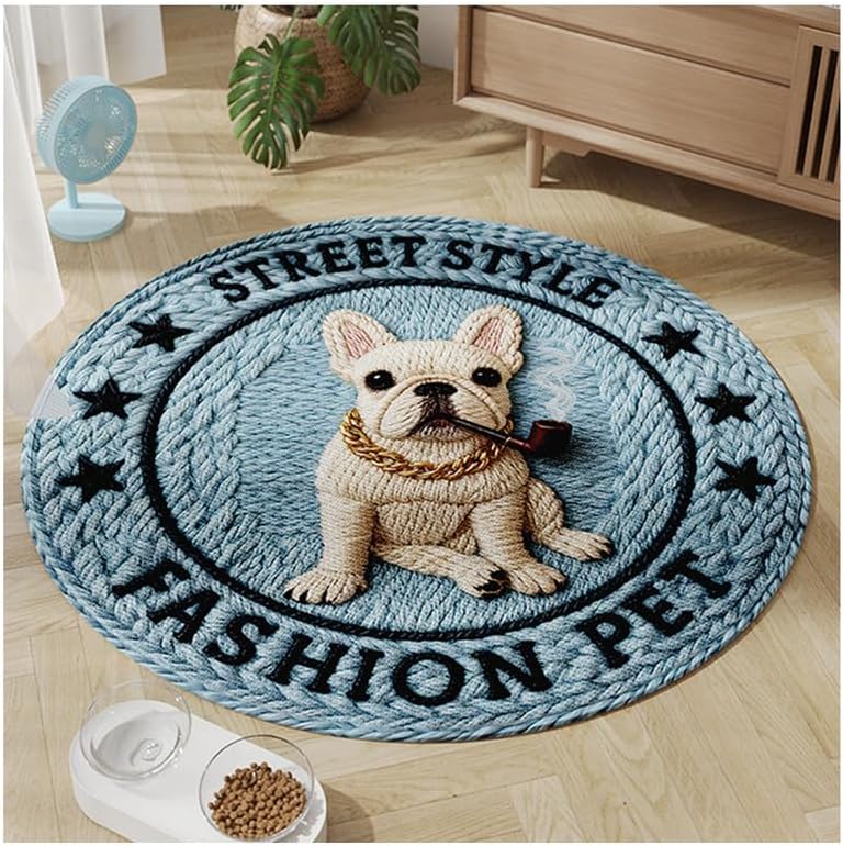 Round Dog Crate Pad Flat Dog Bed,Cat Scratch Mats for Floor,Cat Beds Washable Pet Bed Mat,for Large Medium Small Dogs,Suitable for All Seasons,Yellow,80cm/31.5"/2.6'