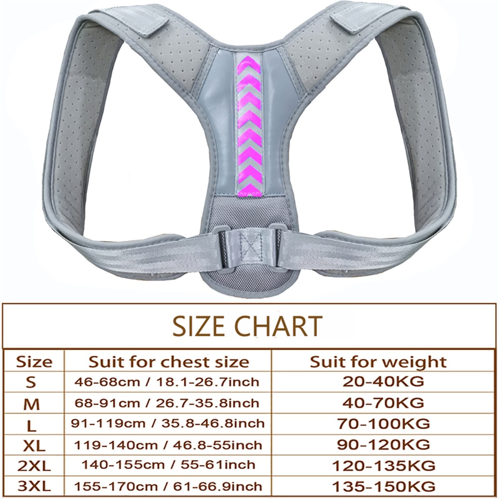 Nuova correzione della postura Supporto per la correzione della spalla della colonna vertebrale Fascia di correzione del tutore regolabile Sollievo dal dolore alla schiena gobba (Color : Type B-06, Si