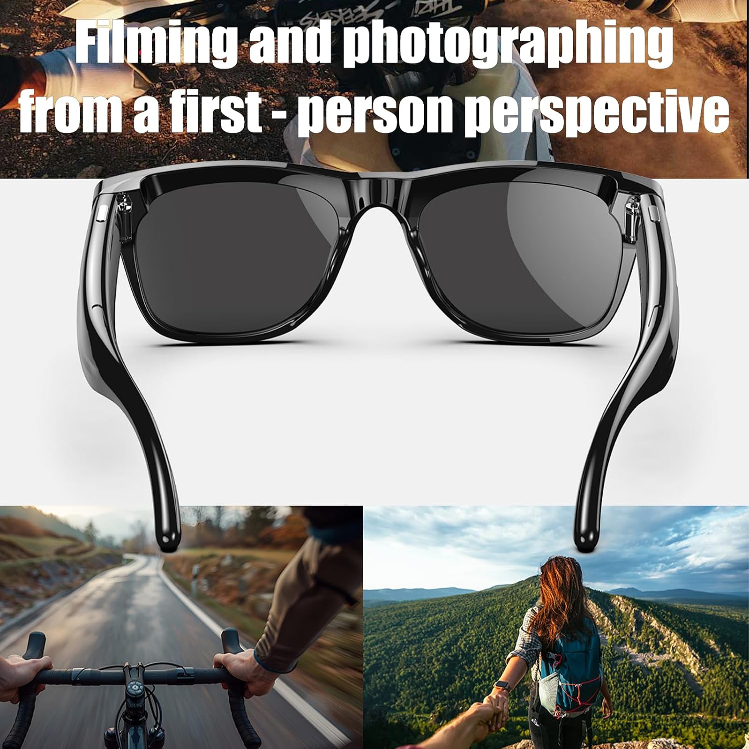 Smart Glasses AI Smart Glasses with Multiple Languages Translation Wide-Angle Camera Video Recording Image Recognition Indicator Light Calling