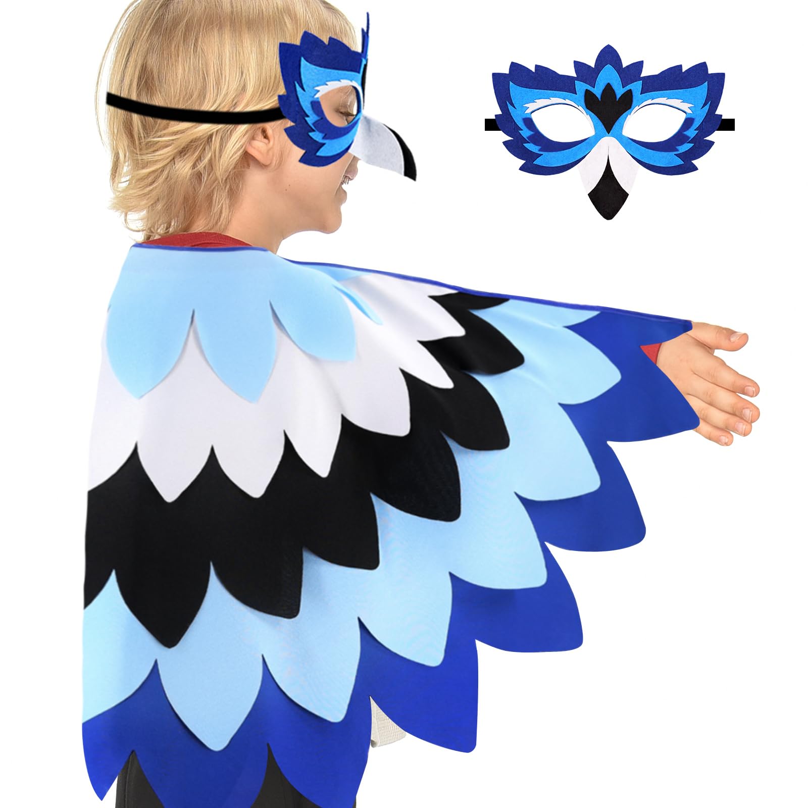 iROLEWINEagle-Bird-Costume for Kids Multi-Layers Feather Wings and 3D Bird Mask as Toddler Dress-up Clothes Halloween Gifts