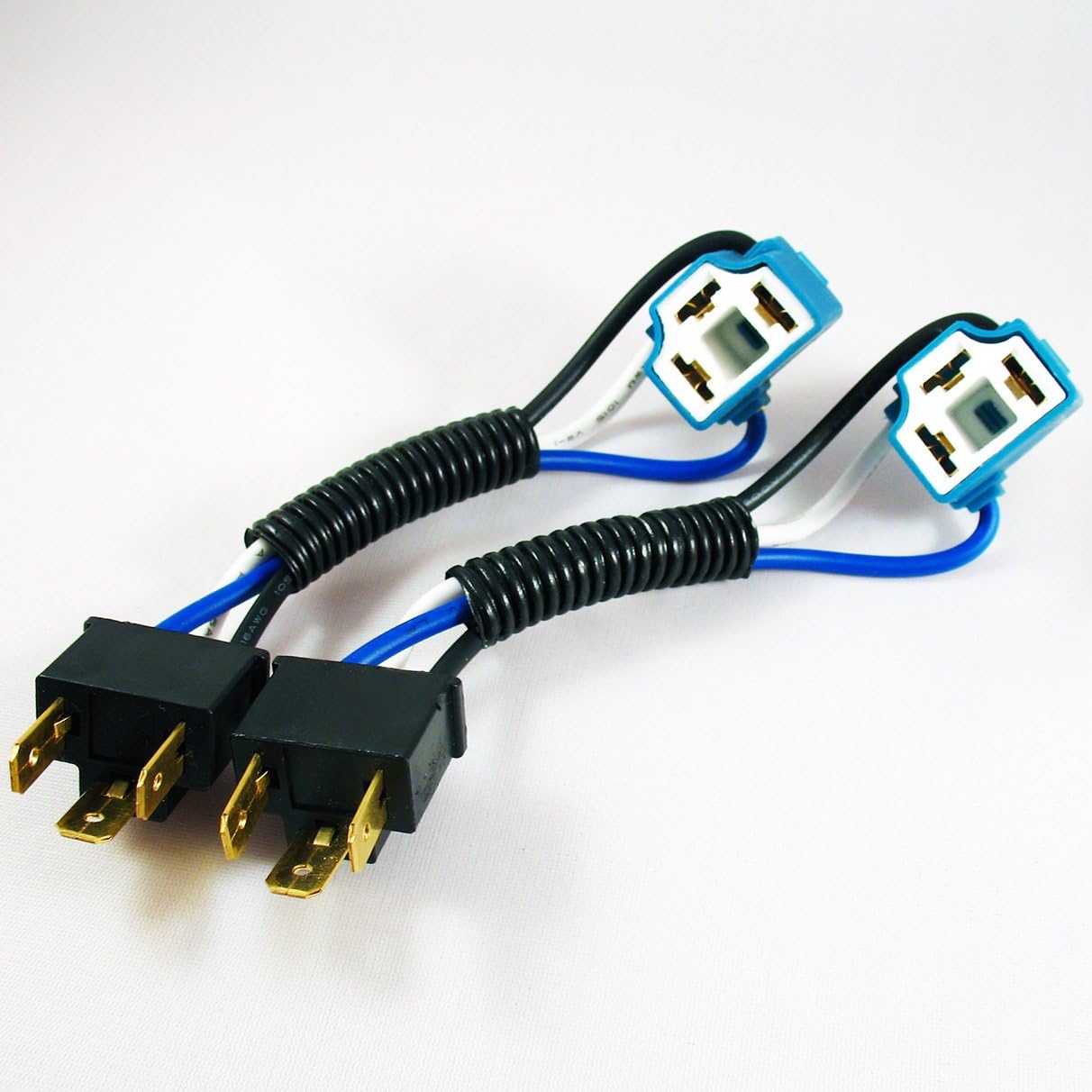 AutoTechSalon H4 9003 Premium Ceramic Male to Female Right Angle Sockets Hi Temp Headlight Bulb Harness 100w (1 Pair)