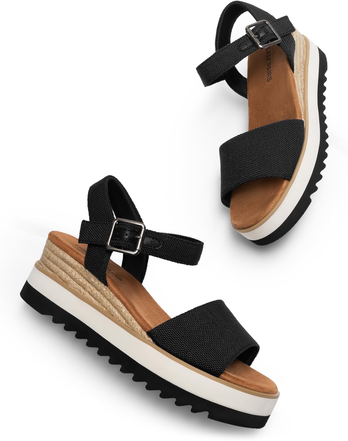 DREAM PAIRS Women's Open Toe Buckle Ankle Strap Espadrille Platform Wedge Sandals - Image 6